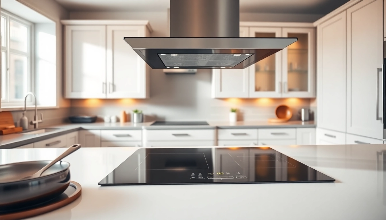 Experience the best induction hob with integrated extractor in a stylish kitchen setup.