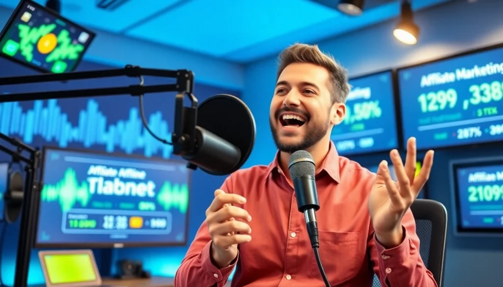 Engage with actionable affiliate marketing tips for podcasts in a professional studio setting.